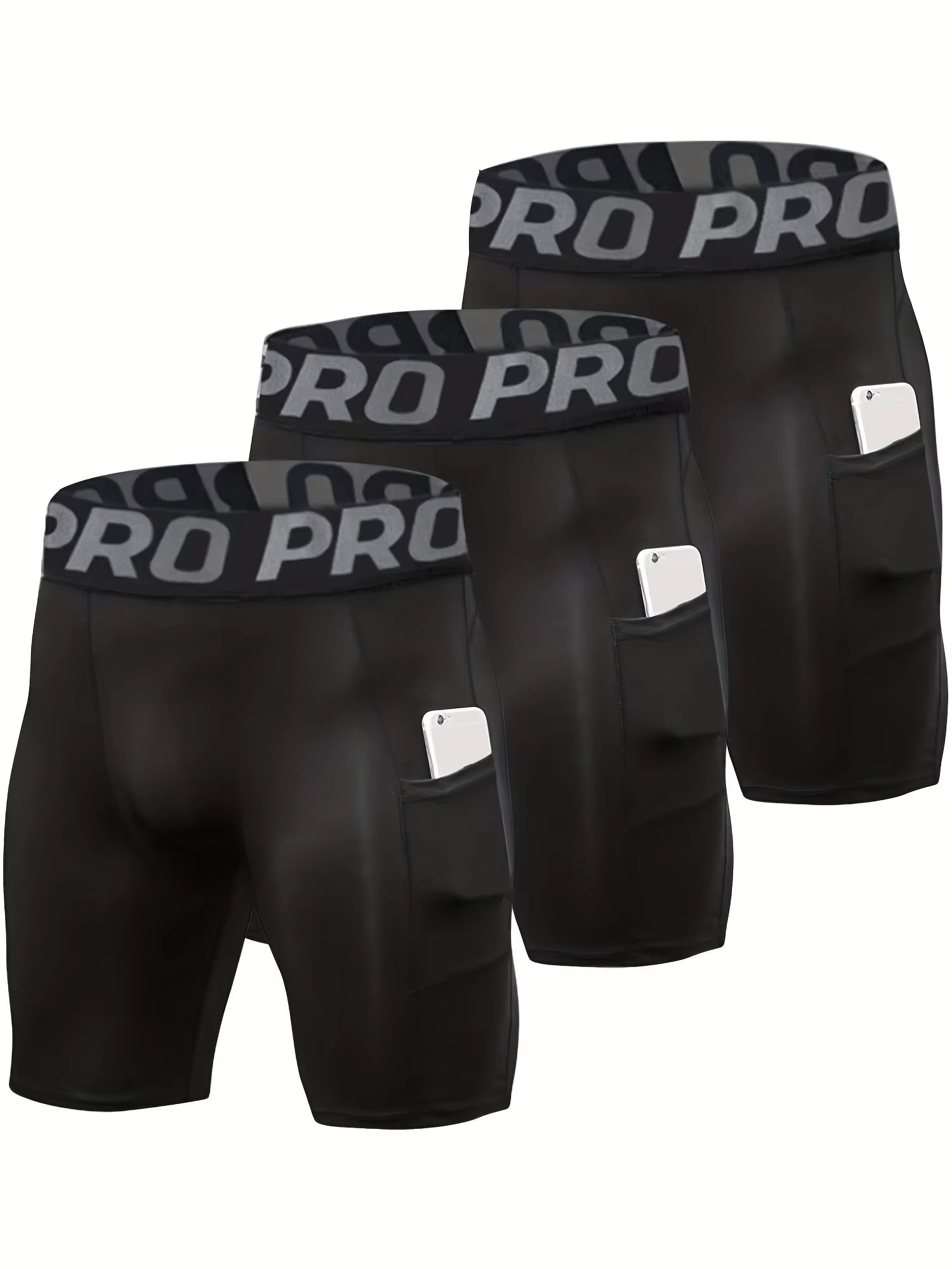 AlphaFlex™ 3-Pack Compression Shorts With Pocket – GymBro Edition